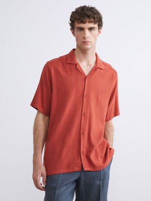 Lc Waikiki Yeni Sezon Regular Fit Resort Yaka Keten Karışımlı Erkek Gömlek