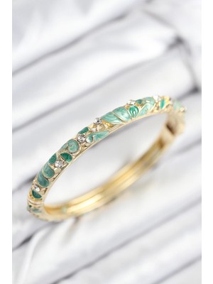 Bfs Zirkon Zümrüt Yeşili Motifli Kelepçe