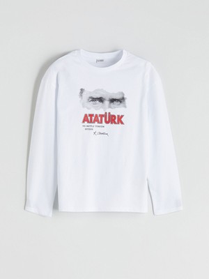 Lc Waikiki Yeni Sezon Bisiklet Yaka Atatürk Baskılı Erkek Çocuk Tişört