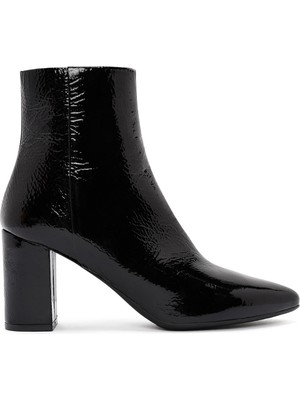 Derimod Gritti Kadın Siyah Fermuarlı Kalın Topuklu Rugan Deri Bot 25WFD110916