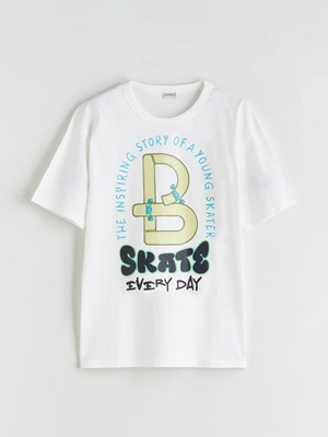 Lc Waikiki Yeni Sezon Bisiklet Yaka Baskılı Erkek Çocuk Tişört