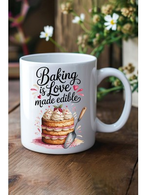 Baking Love Baskılı Hediyelik Kupa Bardak