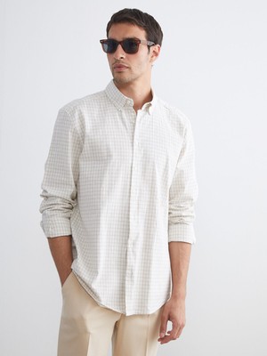 Lc Waikiki Yeni Sezon Regular Fit Uzun Kollu Ekose Keten Karışımlı Erkek Gömlek