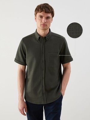 Lc Waikiki Yeni Sezon Regular Fit Kısa Kollu Poplin Erkek Dokulu Gömlek
