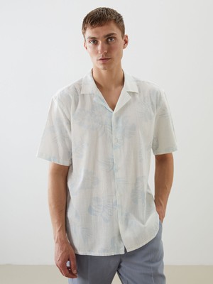 Lc Waikiki Yeni Sezon Regular Fit Kısa Kollu Desenli Armürlü Erkek Gömlek