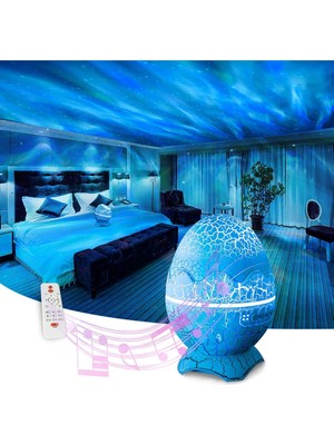 Yatak Odası Için Kuzey Işıkları Projektörü ve Dinozor Yumurtası Gece Lambası