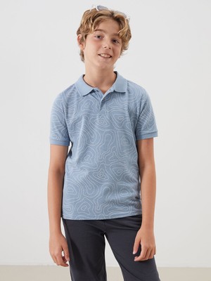 Lc Waikiki Yeni Sezon Polo Yaka Desenli Penye Erkek Çocuk Tişört