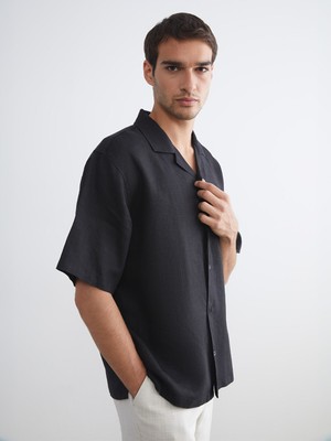 Lc Waikiki Yeni Sezon Rahat Kalıp Resort Yaka Kısa Kollu %100 Keten Erkek Gömlek