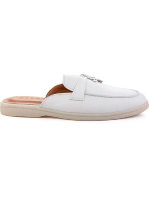 Beyaz Leather Erkek Terlik E04079975603