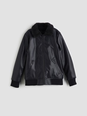 Lc Waikiki Yeni Sezon Kürk Yaka Deri Görünümlü Erkek Çocuk Mont