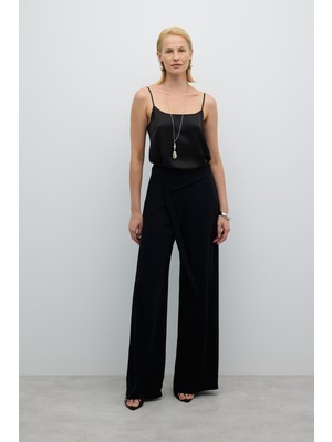 Şerit Detaylı Geniş Paça Pantolon Siyah K2612015_001