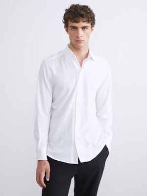 Lc Waikiki Yeni Sezon Slim Fit Uzun Kollu Keten Görünümlü Erkek Gömlek