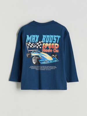 Lc Waikiki Yeni Sezon Bisiklet Yaka Uzun Kollu Baskılı Erkek Çocuk Tişört