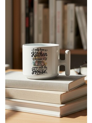 I Only Love Kirchen Baskılı Hediyelik T Kulplu Latte Fincanı Kupa Bardak