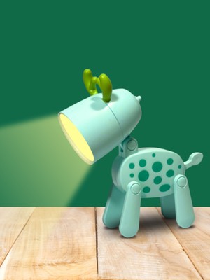 Turkuaz Renkli Mini Geyik Gece Lambası, Pilli ve Sevimli Tasarım