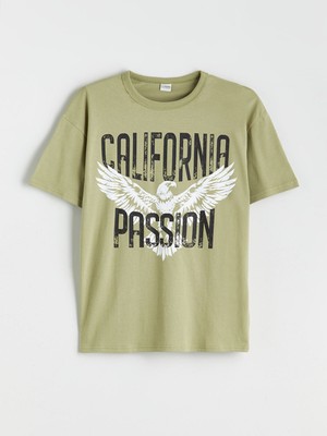 Lc Waikiki Yeni Sezon Bisiklet Yaka California Baskılı Erkek Çocuk Tişört