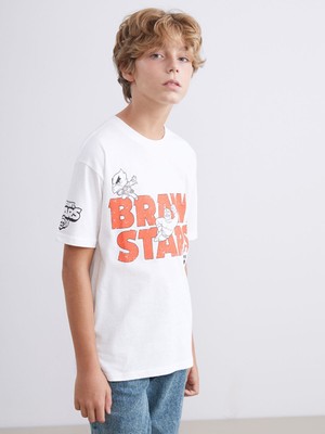 Lc Waikiki Yeni Sezon Bisiklet Yaka Brawl Stars Baskılı Erkek Çocuk Tişört