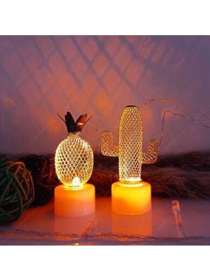 Mini Tel LED Mum Lamba Çift Set, Sarı Işık, Dekoratif ve Şık Aydınlatma Hali