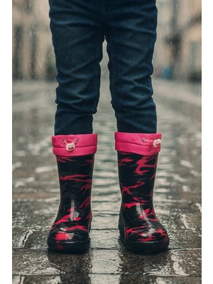 Unisex Çocuk Kamuflaj Desenli Yağmur Çizmesi