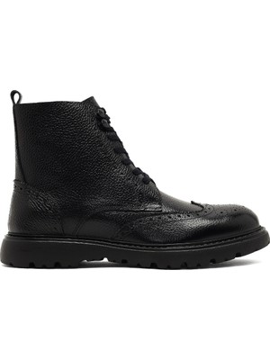 Erkek Siyah Fermuarlı Deri Bot 25WFD8202FT