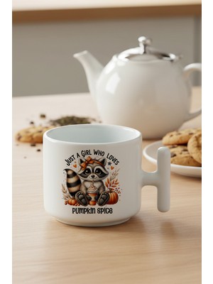 Just A Girl Who Loves Pumpkin Spice Baskılı Hediyelik T Kulplu Latte Fincanı Kupa Bardak