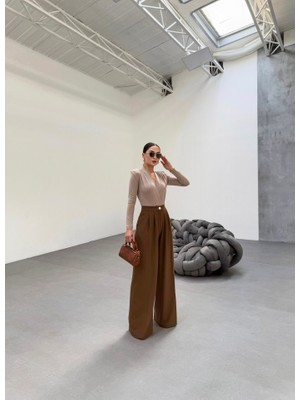 230 gr Poly Viscose Full Lycra Pi̇leli̇ Palazzo Pantolon