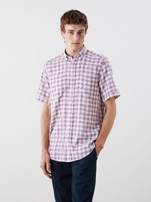 Lc Waikiki Yeni Sezon Regular Fit Kısa Kollu Ekose Armürlü Erkek Gömlek