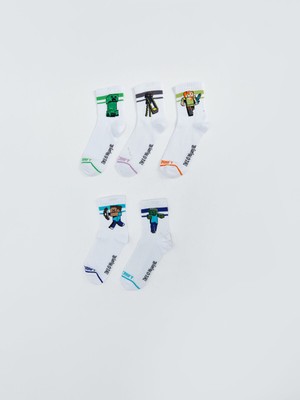 Lc Waikiki Yeni Sezon Minecraft Desenli Erkek Çocuk Soket Çorap 5'li