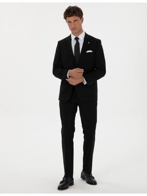 Pierre Cardin Erkek Siyah Slim Fit %100 Yün Takım Elbise 50313966-VR046