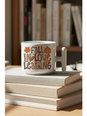 Fall In Love With Learning Baskılı Hediyelik T Kulplu Latte Fincanı Kupa Bardak
