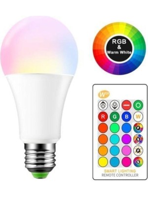 Renkli Uzaktan Kumandalı Gece Lambası, Rgb LED Ampul, 7W, Şık ve Fonksiyonel Işık