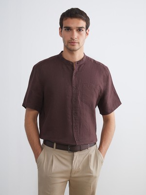 Lc Waikiki Yeni Sezon Regular Fit Hakim Yaka Kısa Kollu %100 Keten Erkek Gömlek