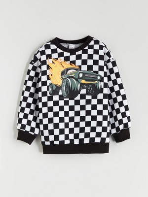 Lc Waikiki Yeni Sezon Bisiklet Yaka Baskılı Erkek Çocuk Sweatshirt