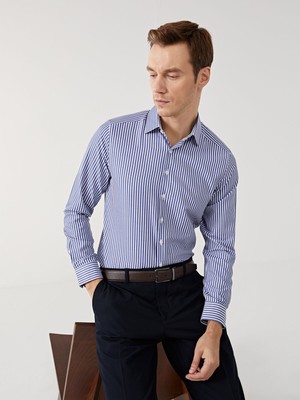 Lc Waikiki Yeni Sezon Slim Fit Uzun Kollu Çizgili Poplin Erkek Gömlek