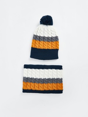 Lc Waikiki Yeni Sezon Renk Bloklu Erkek Çocuk Atkı ve Bere Takım