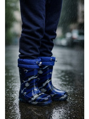 Unisex Çocuk Kamuflaj Desenli Yağmur Çizmesi