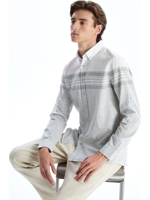 Lc Waikiki Yeni Sezon Regular Fit Uzun Kollu Çizgili Erkek Dokulu Gömlek