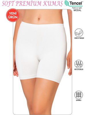 Özkan 27781 Kadın Premium Kumaş Modal Pamuklu Esnek Rahat Ara Boy Diz Üstü Kısa Tayt Şort Boxer