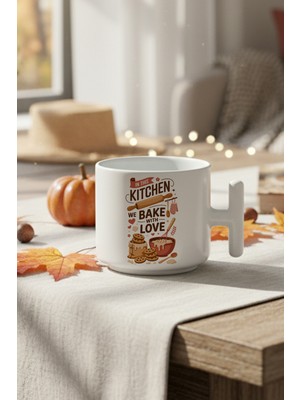 In This Kitchen Baskılı Hediyelik T Kulplu Latte Fincanı Kupa Bardak
