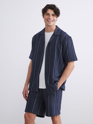 Lc Waikiki Yeni Sezon Rahat Kalıp Resort Yaka Çizgili Erkek Gömlek