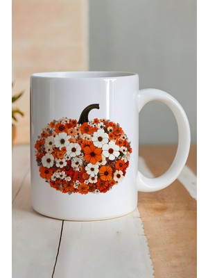 Boho Fall Pumpkin Floral Baskılı Hediyelik Kupa Bardak