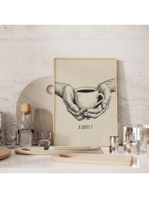 Sevimli Kahve, Kahve, Mutfak Duvar Sanatı, Bar Arabası Dekoru