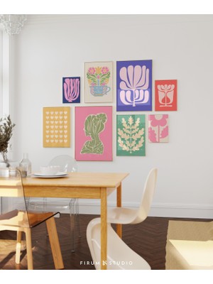 Parlak Duvar Sanatı Seti, 8 Parça Duvar Sanatı, Sanat, Eklektik Galeri Seti, Modern Oda Dekoru