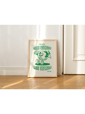 Retro Kahve Duvarı, Daha Fazla Espresso Kahvesi, Duvar Dekoru, Yeşil Sanat