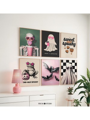 Trend Maksimalist Cadılar Bayramı 6'lı Set Sanat, Preppy Yurt Odası Dekoru