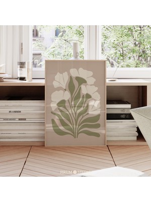 Nötr Adaçayı Yeşili Kır Çiçeği Duvar Sanatı, Çiftlik Evi Yatak Odası Veya Kır Evi Tarzı Oturma Odası Için Bej Botanik Çiçek Sanatı |