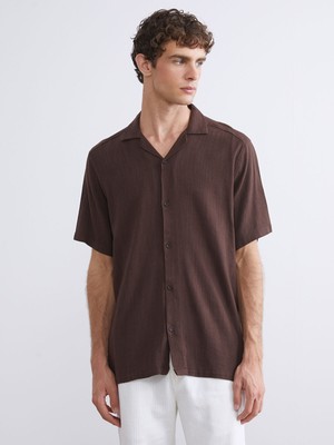 Lc Waikiki Yeni Sezon Regular Fit Resort Yaka Keten Karışımlı Erkek Gömlek