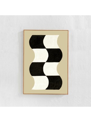Iskandinav Modern Ev Dekorasyonu: Sanat, Kareli Resim Sanat Posteri Soyut Bej Siyah Beyaz Sanat