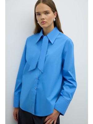 Seyyar Fularlı Gömlek Mavi K2613534_036