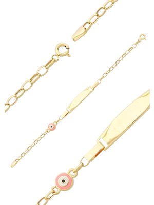 Pembe Mineli Bebek Künye Bileklik